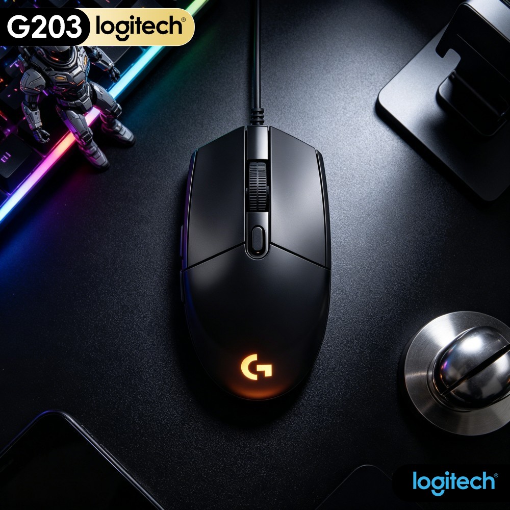 Logitech Mouse G203 - Logitech G203 Przewodowa Mysz Gamingowa Gumowa
