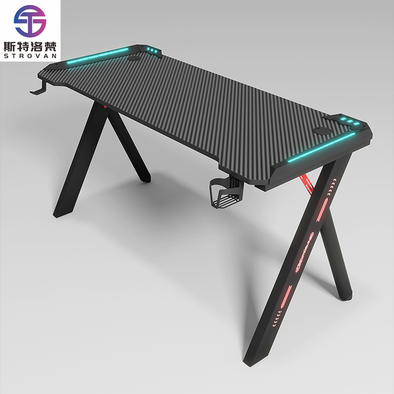 Pc Gaming Cafe - Czarny Nowoczesny Stół Gamingowy Komputerowy E-sportowy